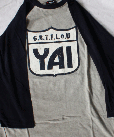 Cracked Shield Grey/Blue Raglan Tshirt by You Am I