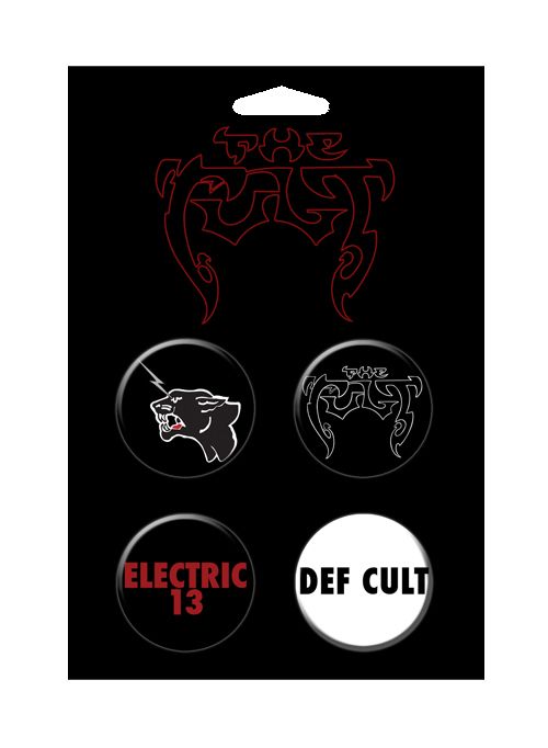 The Cult Electric 13 4 Button Pin Set by The Cult