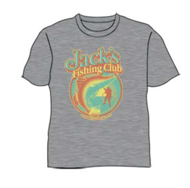Jack's Fishing Club Grey MarleTshirt by John Farnham