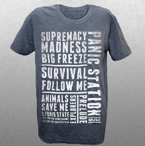 Song Block Text Navy Marle Tshirt by Muse