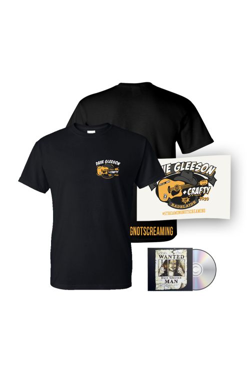 Dave Gleeson Streaming Not Screaming Bundle (Tee, Tea Towel and Wanted Man CD) by The Screaming Jets