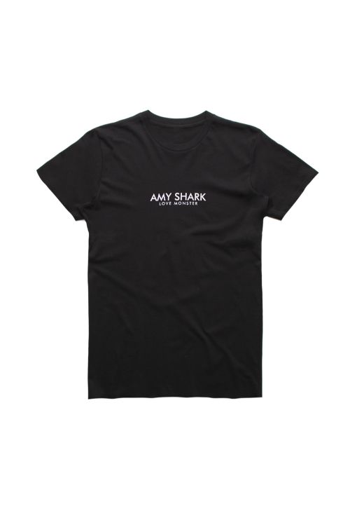 Love Monster Black Mens Cropped Sleeve Tshirt by Amy Shark