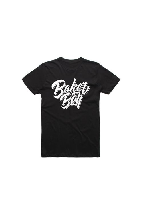 Cursive Logo Black Tshirt by Baker Boy