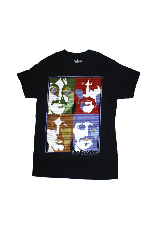 Striped Poster Black Tshirt by The Beatles