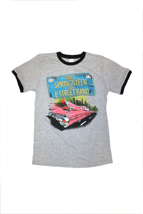 Pink Car Ringer Grey Tshirt by Bruce Springsteen