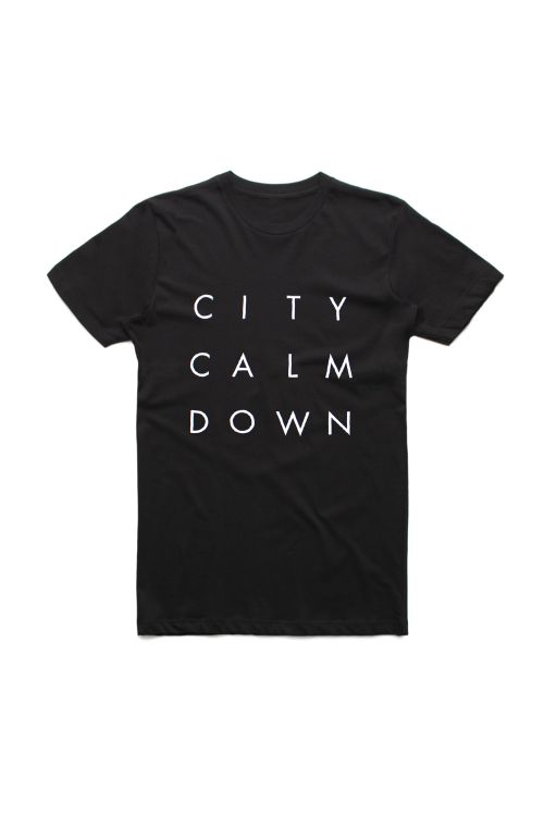 Straight Stack Black Tshirt (No Back Print) by City Calm Down