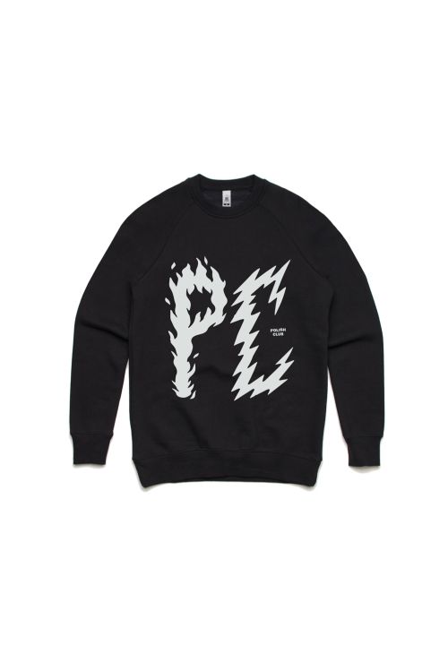 PC Bolt Writing Black Crew Sweatshirt by Polish Club