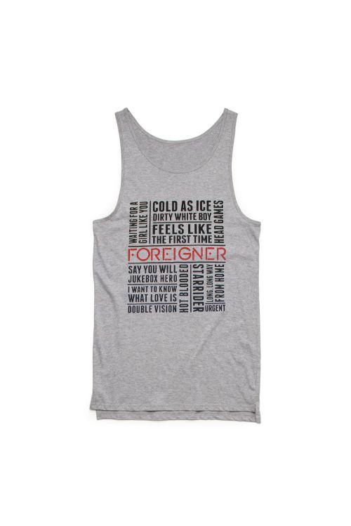 Songs Name Text Grey Marle Ladies Singlet by Foreigner