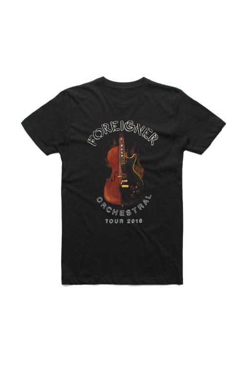 Guitar Flame Black Australian Tour Tshirt w/dateback by Foreigner