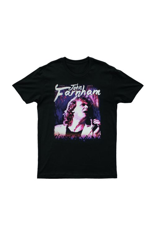 John Farnham Retro Live Black Tshirt by John Farnham