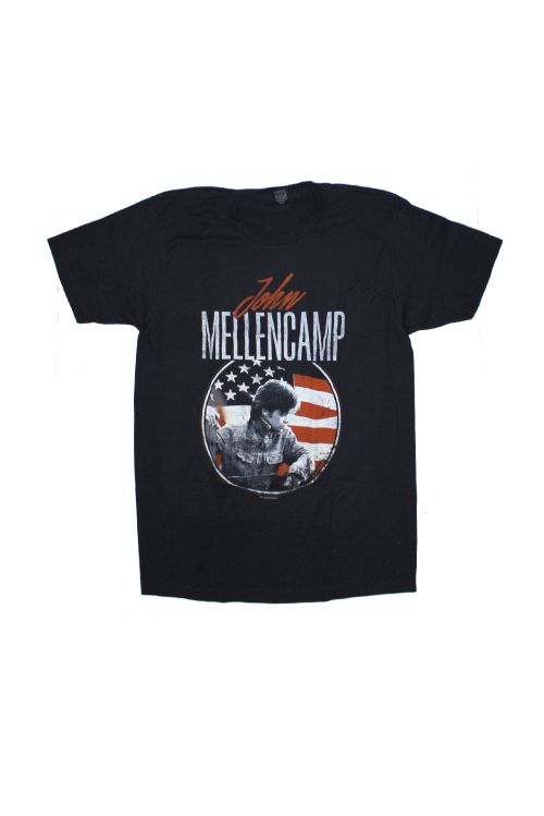 Circle Flag Distressed Black Tshirt by John Mellencamp