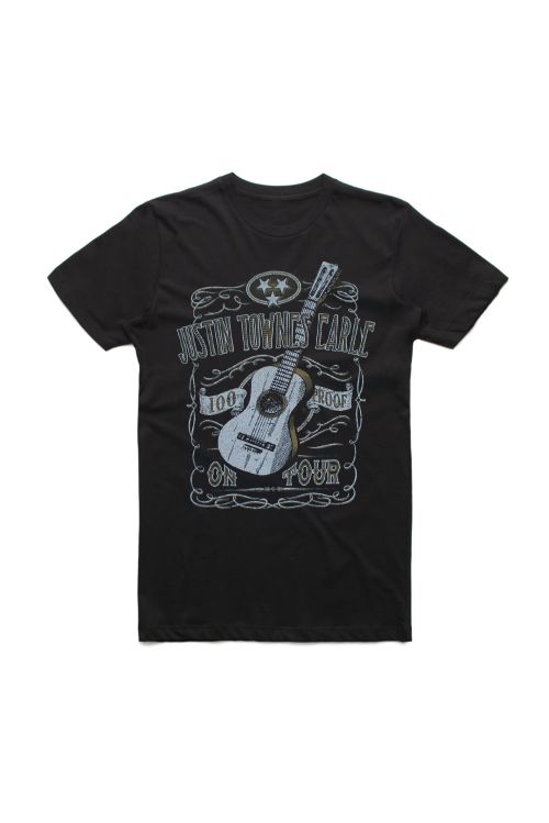 Guitar 100% Proof Black Tshirt by Justin Townes Earle
