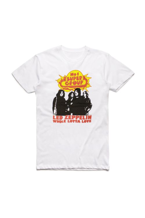 No. 1 Super Band White Tshirt by Led Zeppelin