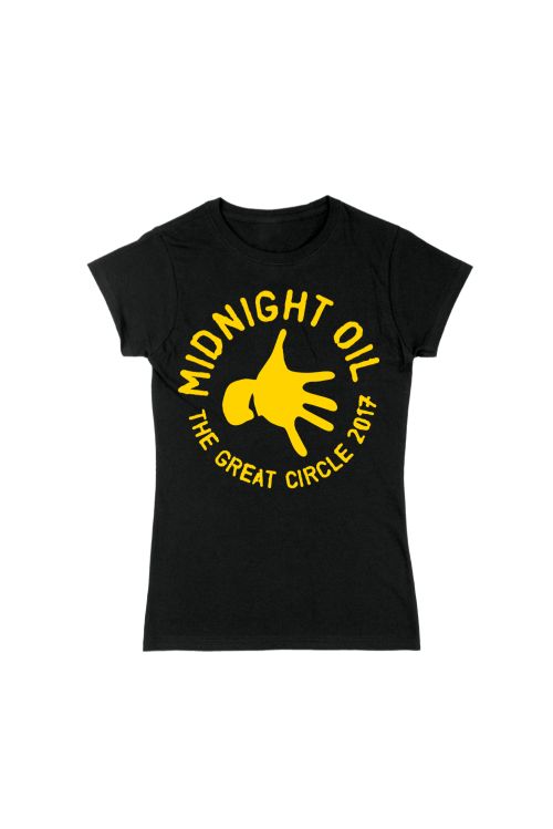Hand Women's Black Tshirt The Great Circle 2017 Tour by Midnight Oil