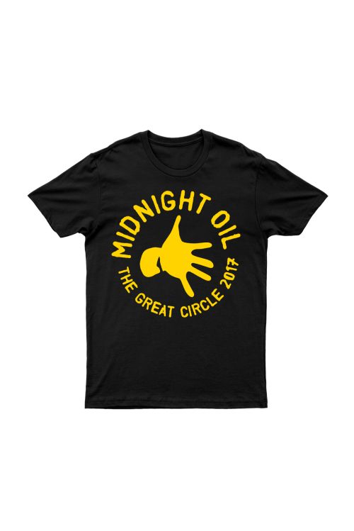 Hand Black Tshirt The Great Circle 2017 Tour by Midnight Oil