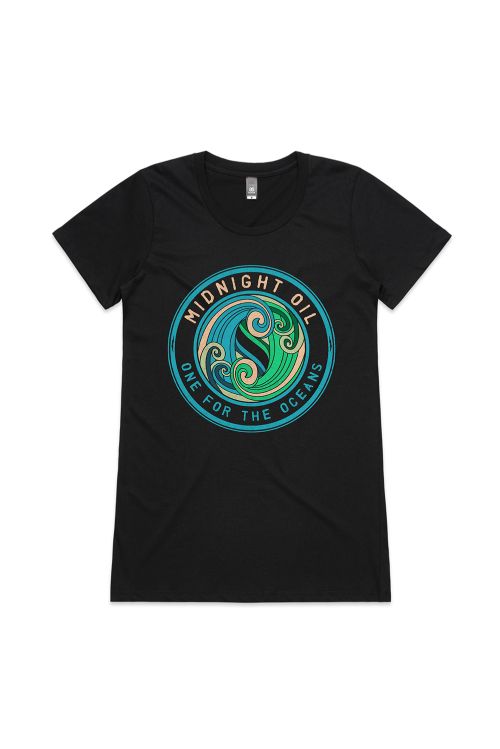 Oceans Black Ladies Tshirt by Midnight Oil