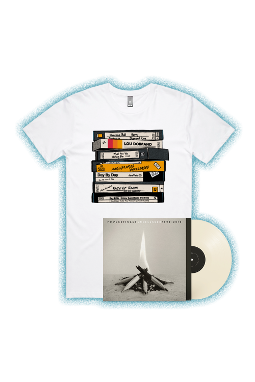 Unreleased 1998-2010 LP (Vinyl)/ VHS White Tshirt by Powderfinger