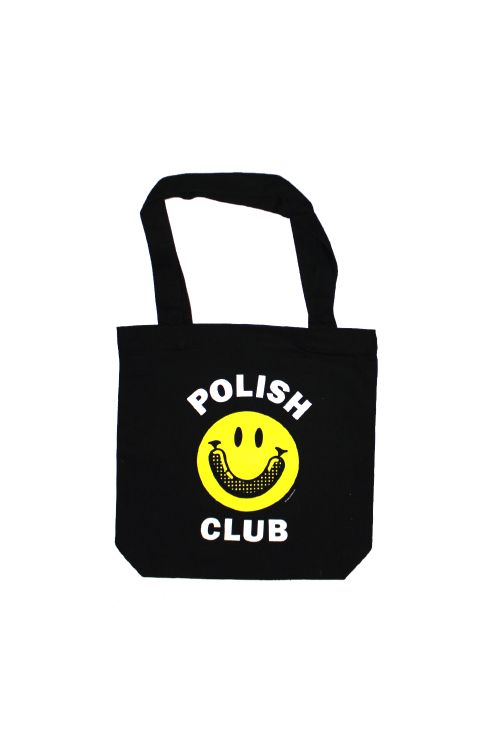 Smiley Black Tote Bag by Polish Club