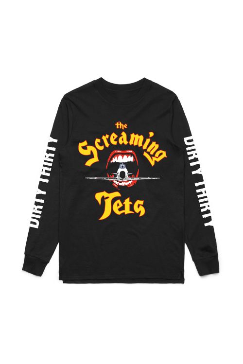 Dirty Thirty Long Sleeve Black Tshirt by The Screaming Jets