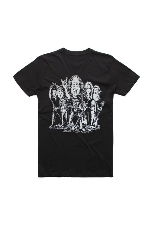Caricature Portrait Black Tshirt w/dateback by The Screaming Jets