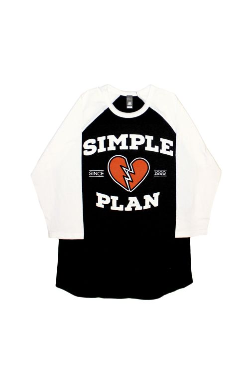 Broken Heart Black/White Raglan by Simple Plan