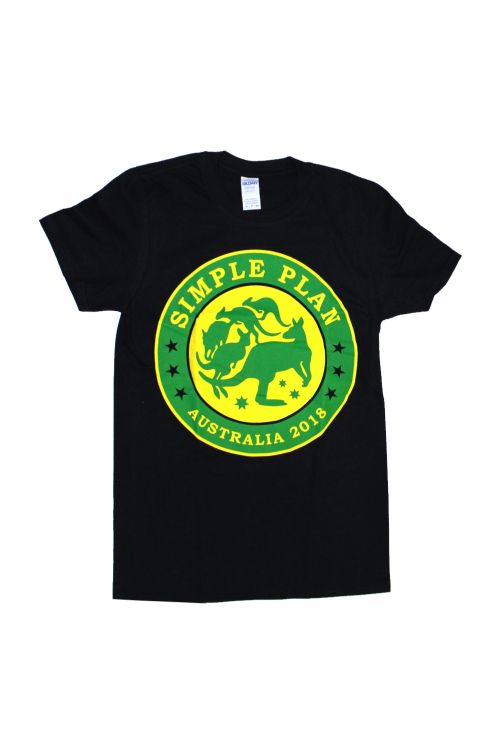Kangaroo Black Tshirt Australian Tour 2018 by Simple Plan