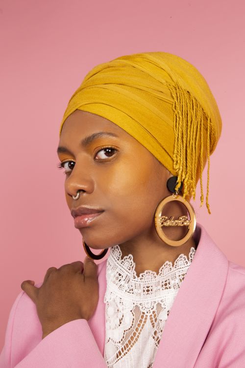 Earrings - Gold mirror hoop with BLACK stud by Baker Boy