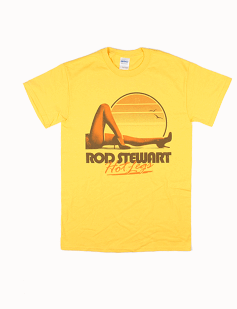 Hot Legs Retro Yellow Tshirt by Rod Stewart