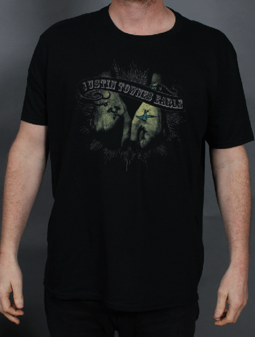 Hands/ Scroll Black Tshirt by Justin Townes Earle
