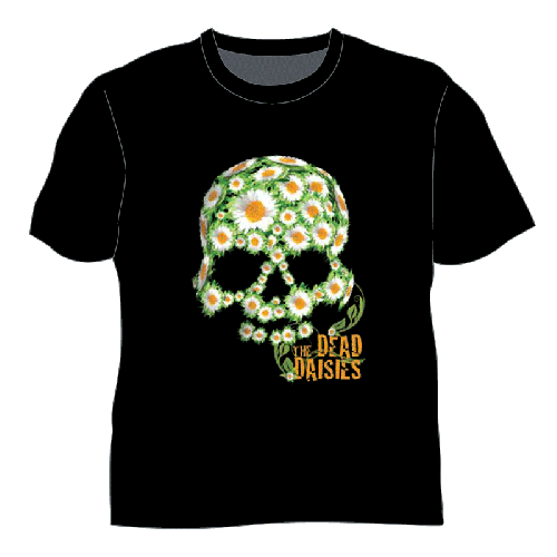 Original Flower Skull Classic Logo Black Tshirt by The Dead Daisies