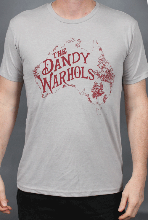 Australia Map Light Grey Tshirt by The Dandy Warhols