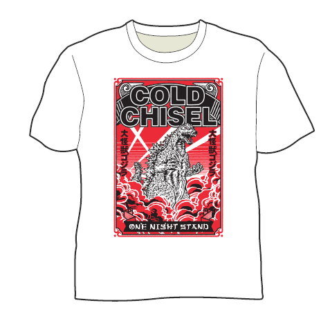 Godzilla White Tshirt by Cold Chisel