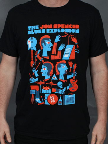 Band Cartoon 2015 Australian Black T Shirt by The Jon Spencer Blues Explosion