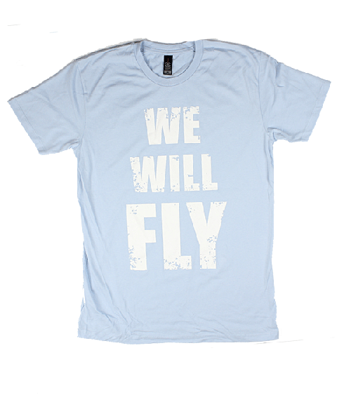 We Will Fly Sky Blue Tshirt by Daryl Braithwaite