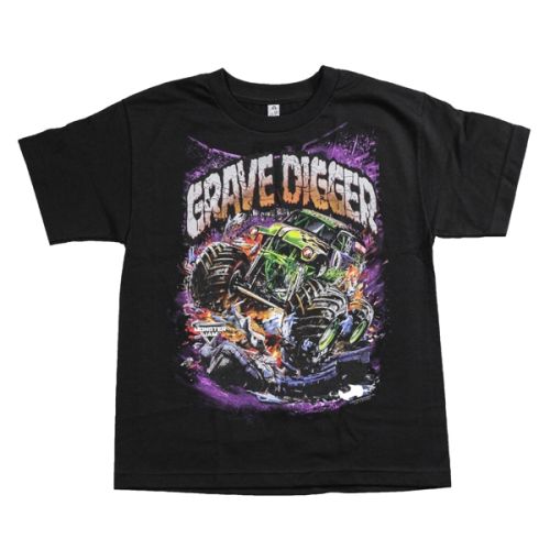 Grave Digger Attack Youth Black Tee by Monster Jam
