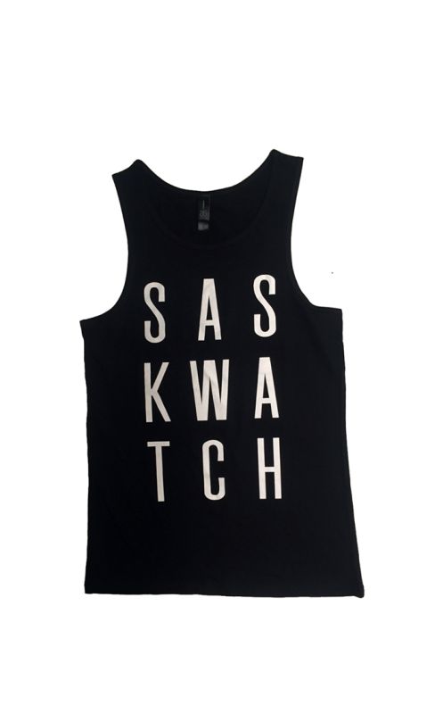 Stacked Logo Black Singlet by Saskwatch