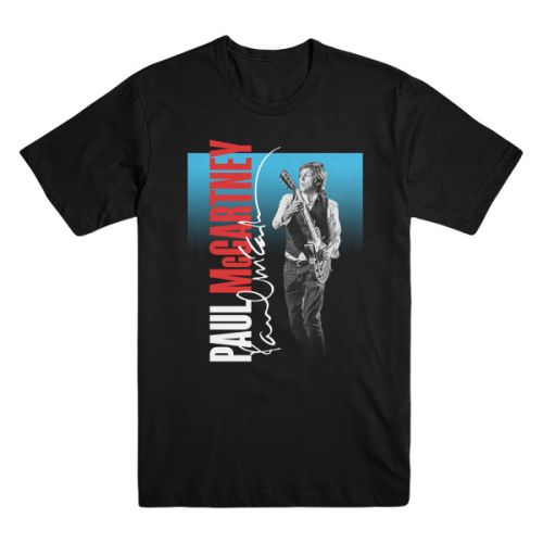 Vertical Blue Dateback Black Tshirt One On One World Tour 2017 by Paul McCartney