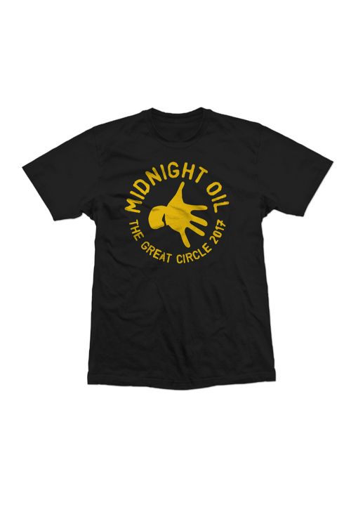 Hand Black Tshirt The Great Circle 2017 Tour by Midnight Oil