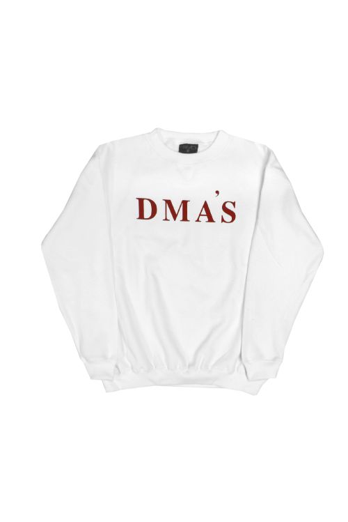 White Crewneck Jumper Red Logo by DMA'S