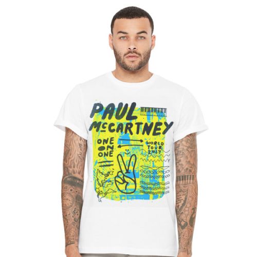 Doodle White Tshirt One On One World Tour 2017 by Paul McCartney