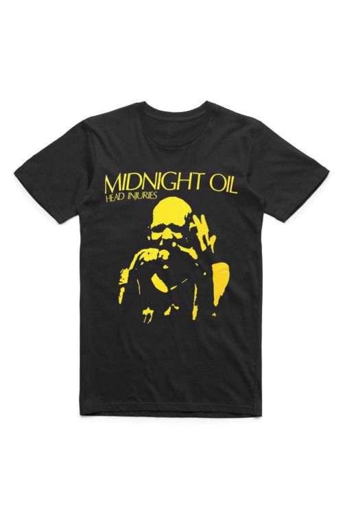 Head Injuries Black Tshirt by Midnight Oil