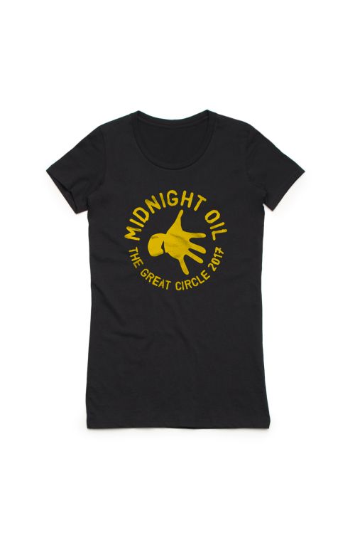 Hand Women's Black Tshirt The Great Circle 2017 Tour by Midnight Oil