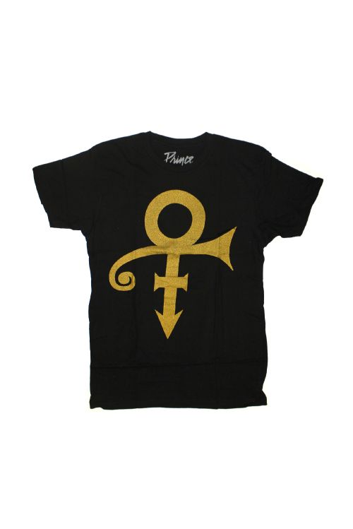 Gold Symbol Logo Black Tshirt by Prince