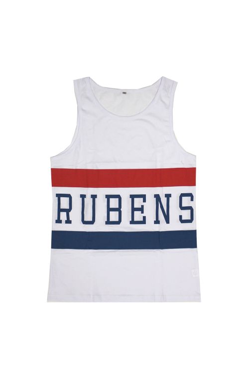 Blue/Red Stripe White Singlet by The Rubens