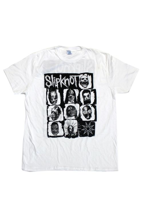 Masks Black/White White Tshirt by Slipknot