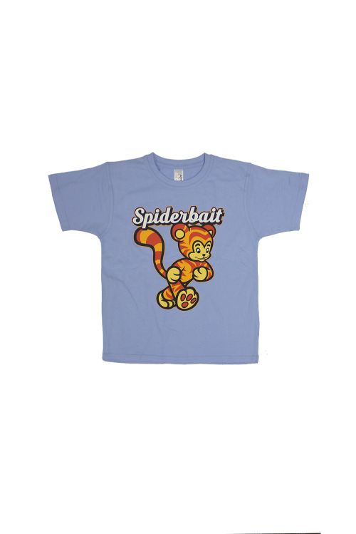 Tiger Light Blue Kids Tshirt by Spiderbait