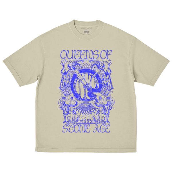 T-shirt Officiel Queens Of The Stone Age - Skull Ailé - Homme/Unisexe - Vert - Taille Ample