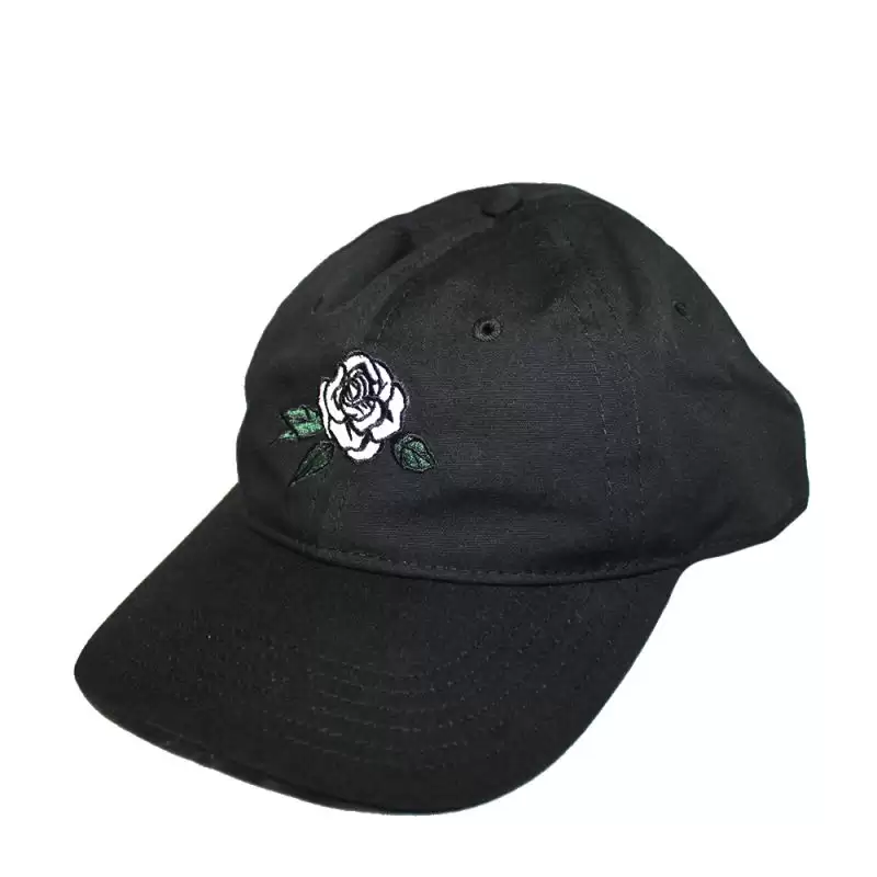 Dad Cap (Black) Emroidered Rose